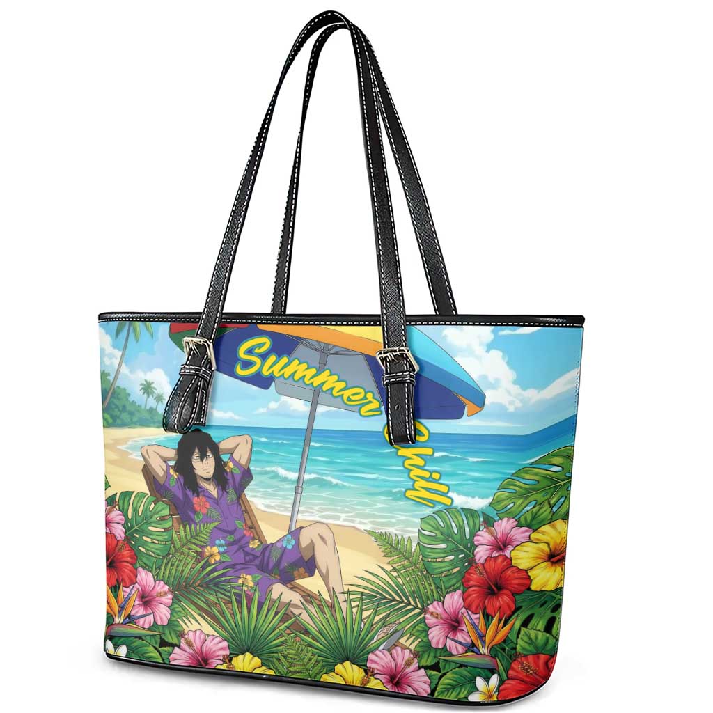 Shouta Aizawa Summer Chill Leather Tote Bag Tropical Anime Relaxation Vibes