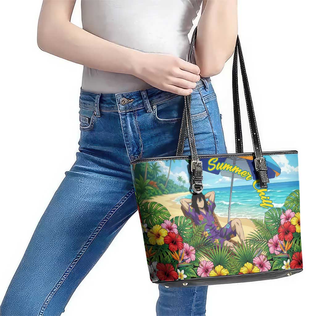 Shouta Aizawa Summer Chill Leather Tote Bag Tropical Anime Relaxation Vibes