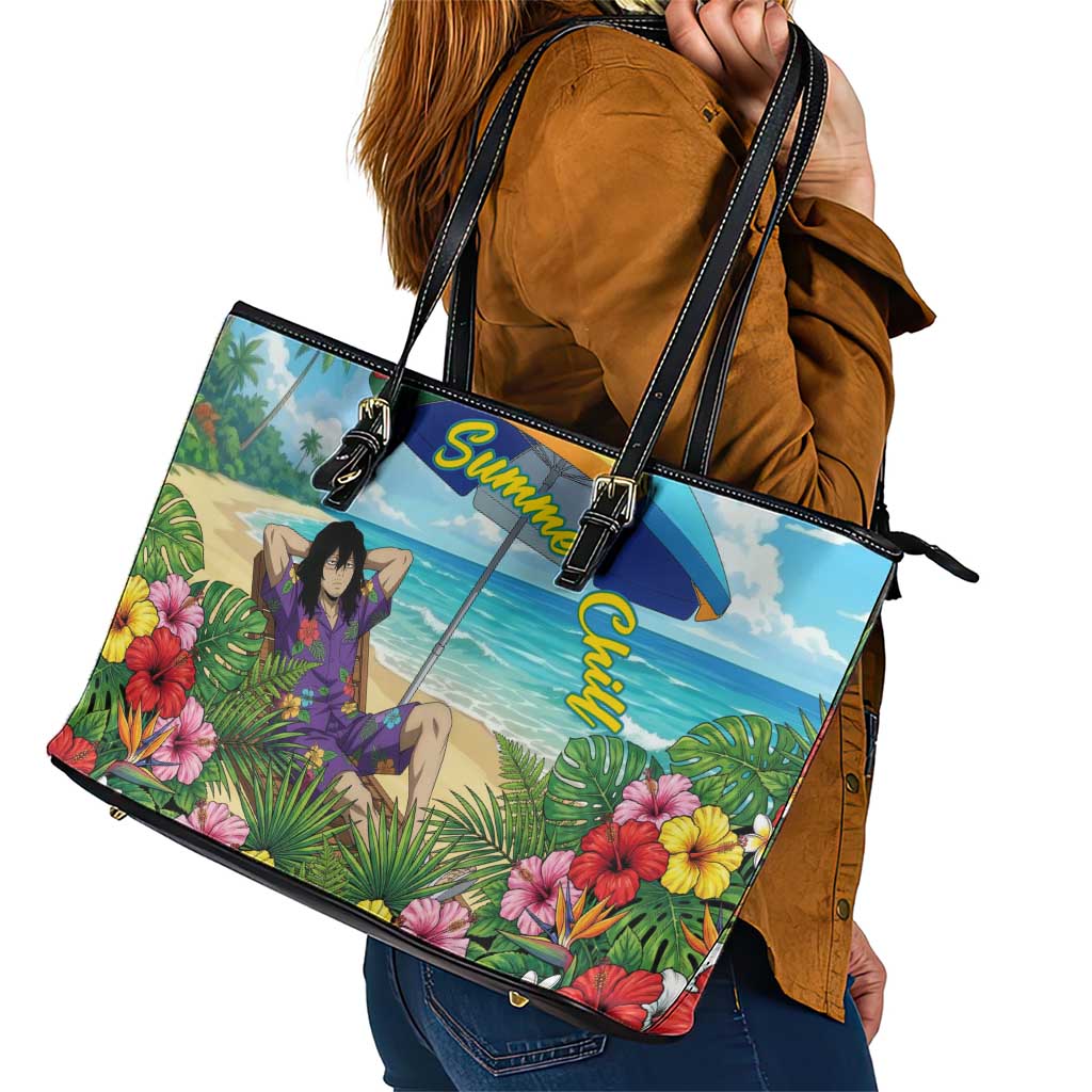 Shouta Aizawa Summer Chill Leather Tote Bag Tropical Anime Relaxation Vibes