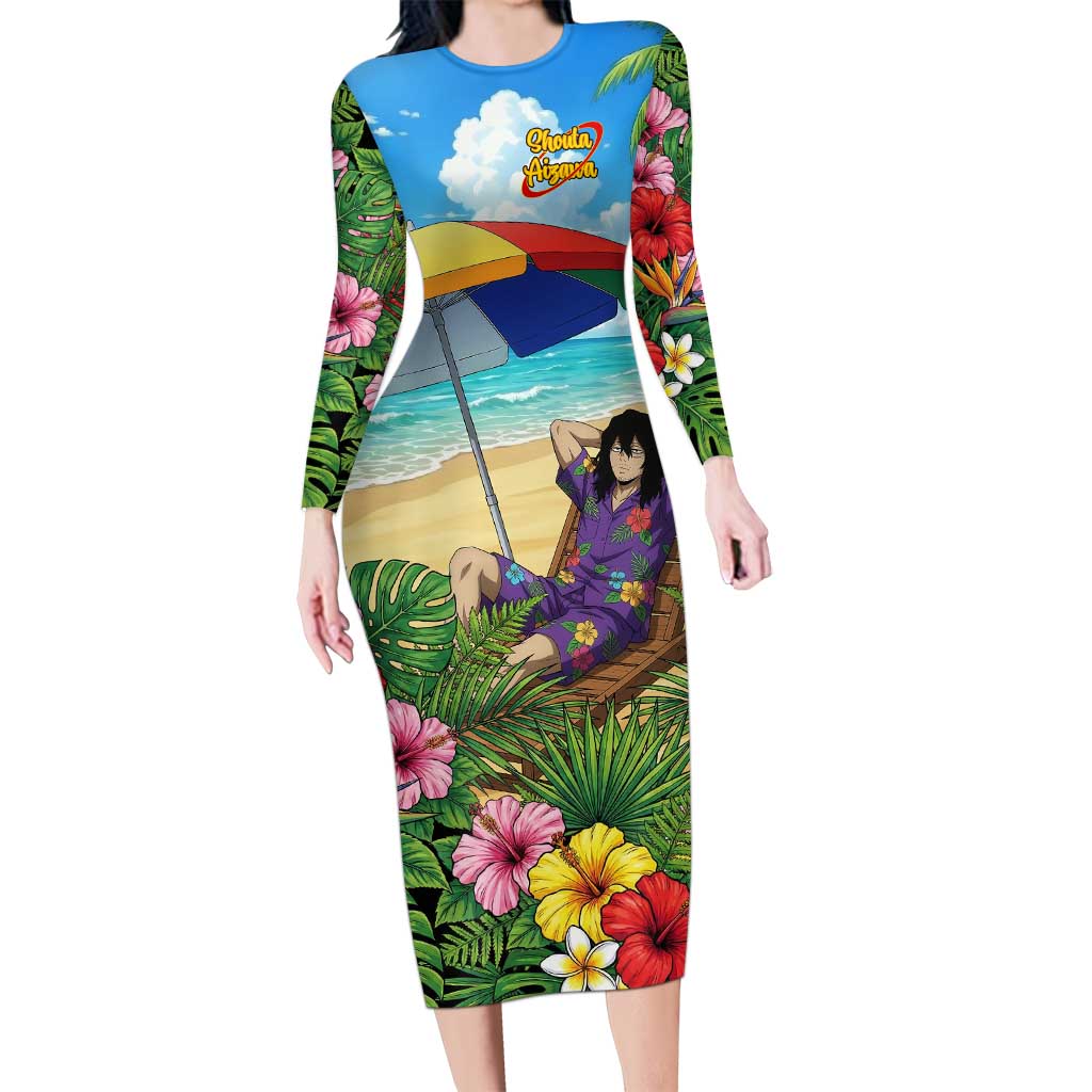 Shouta Aizawa Summer Chill Long Sleeve Bodycon Dress Tropical Anime Relaxation Vibes