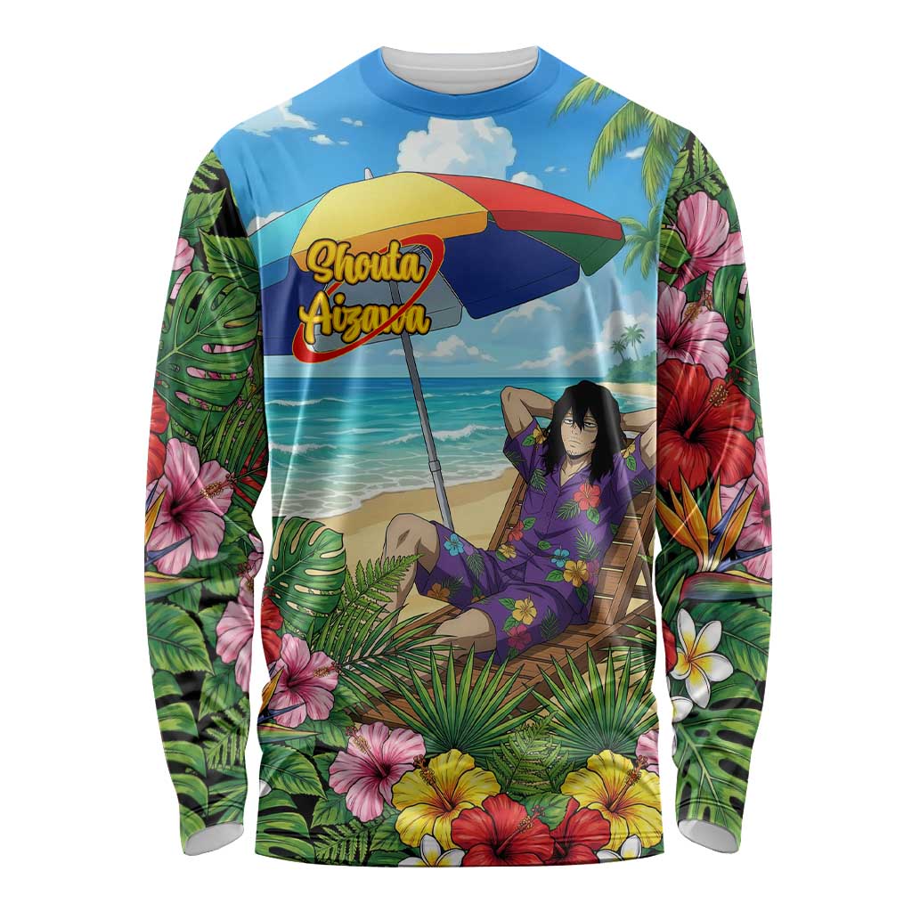 Shouta Aizawa Summer Chill Long Sleeve Shirt Tropical Anime Relaxation Vibes