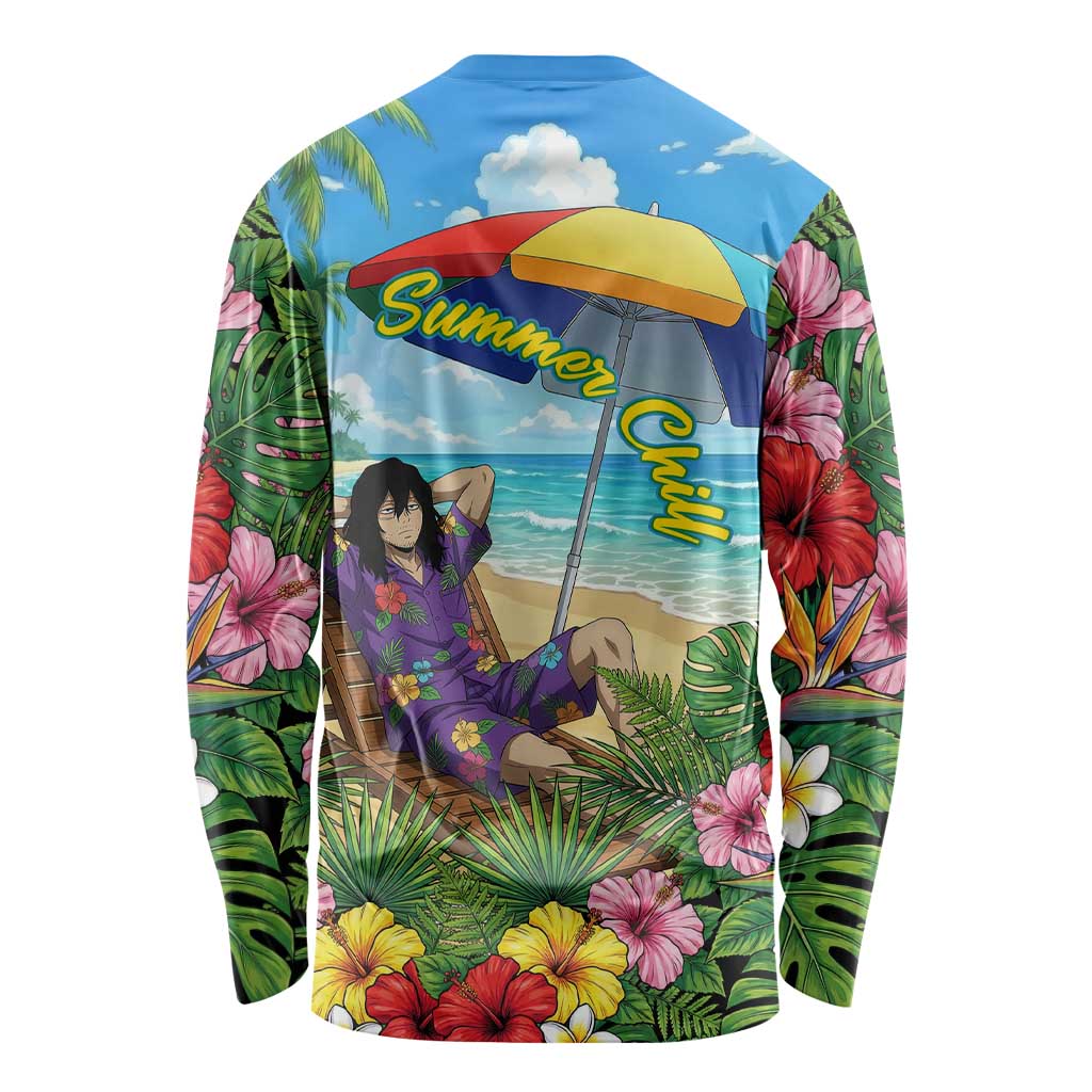 Shouta Aizawa Summer Chill Long Sleeve Shirt Tropical Anime Relaxation Vibes