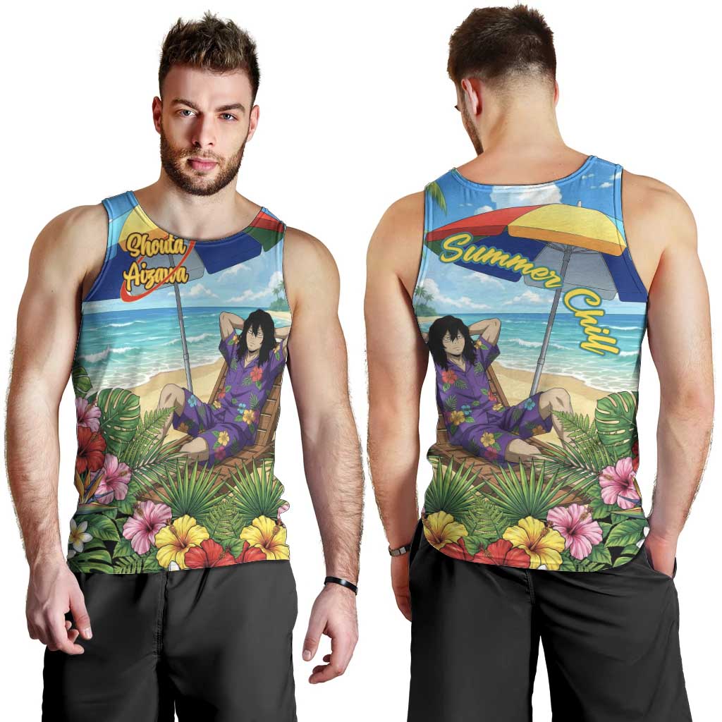Shouta Aizawa Summer Chill Men Tank Top Tropical Anime Relaxation Vibes