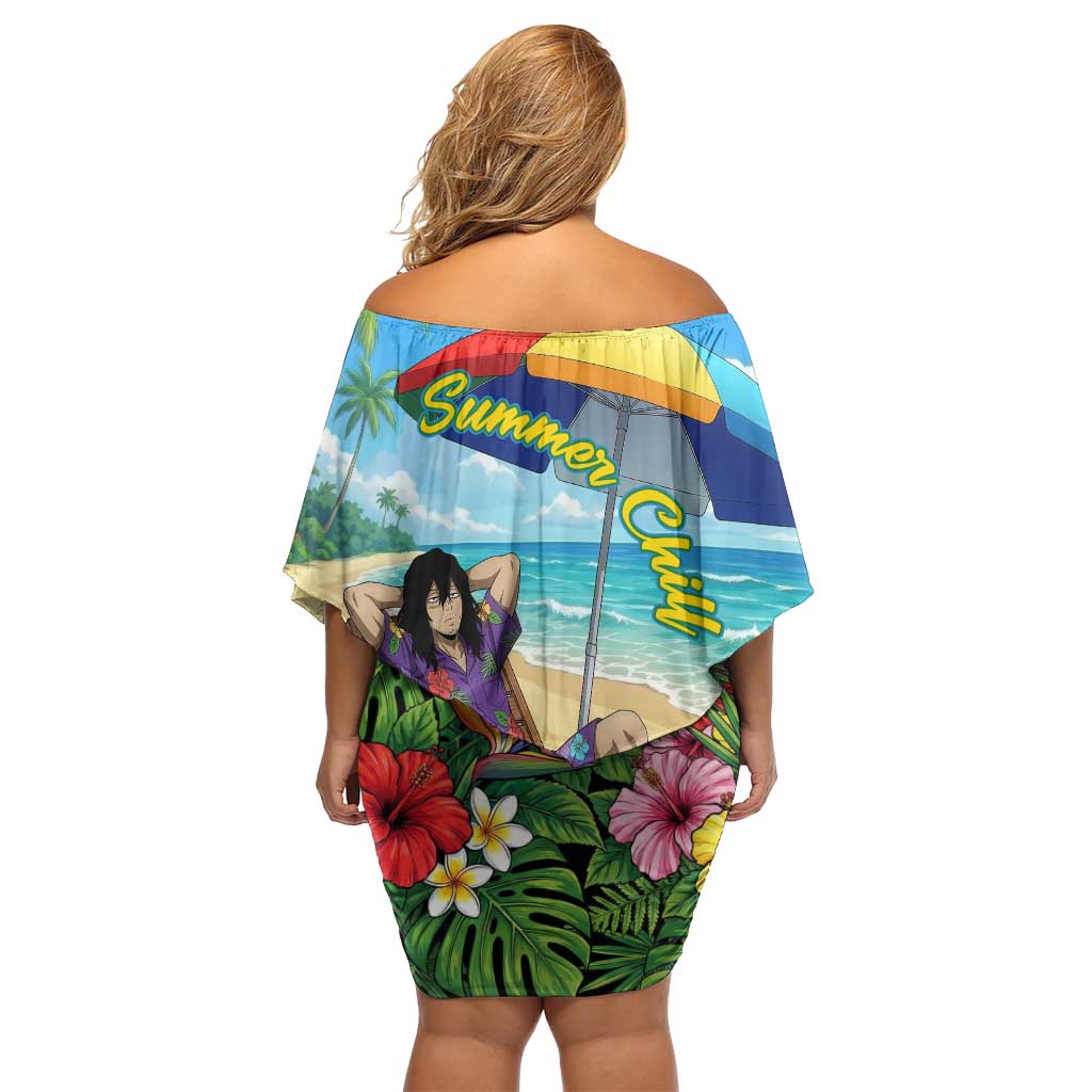 Shouta Aizawa Summer Chill Off Shoulder Short Dress Tropical Anime Relaxation Vibes
