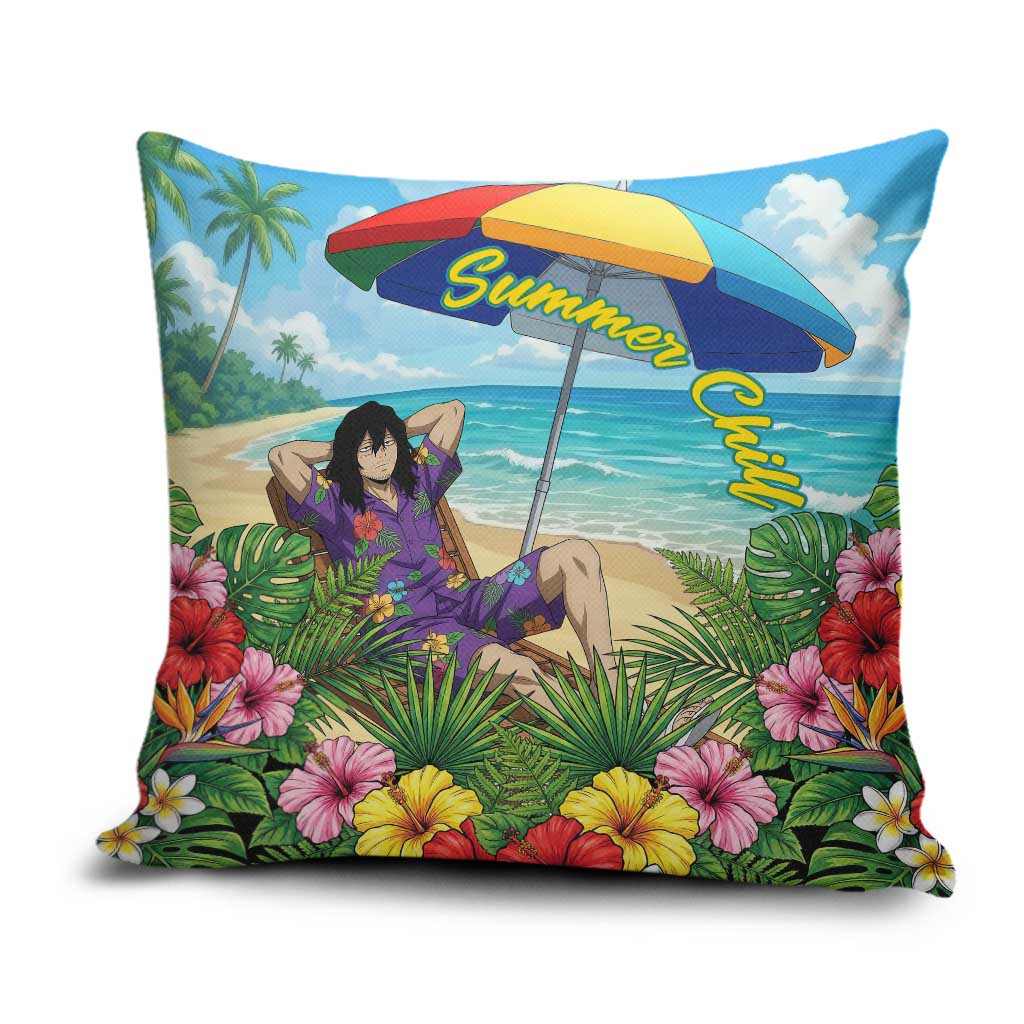 Shouta Aizawa Summer Chill Pillow Cover Tropical Anime Relaxation Vibes