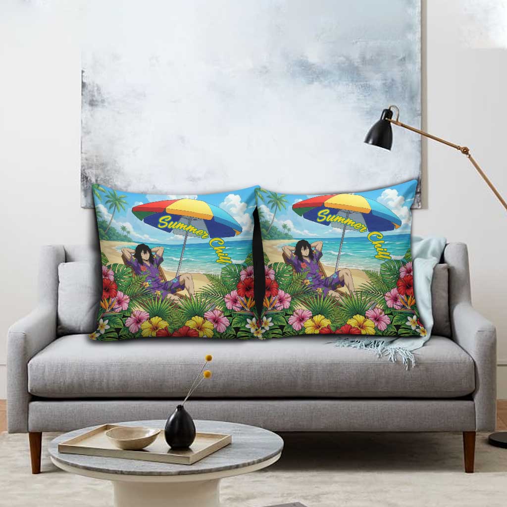 Shouta Aizawa Summer Chill Pillow Cover Tropical Anime Relaxation Vibes