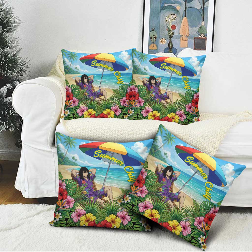 Shouta Aizawa Summer Chill Pillow Cover Tropical Anime Relaxation Vibes