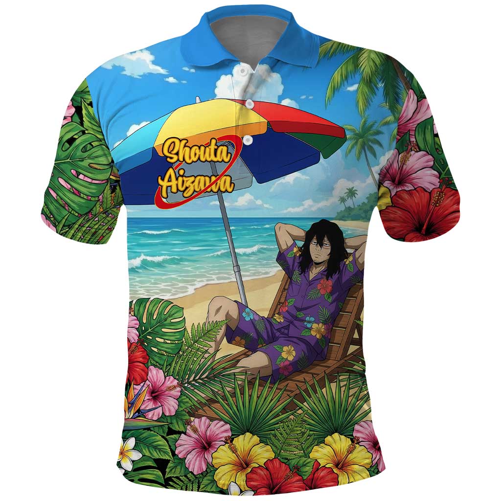 Shouta Aizawa Summer Chill Polo Shirt Tropical Anime Relaxation Vibes