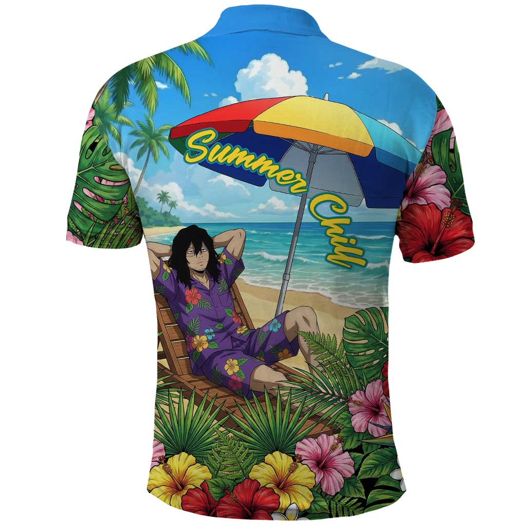 Shouta Aizawa Summer Chill Polo Shirt Tropical Anime Relaxation Vibes