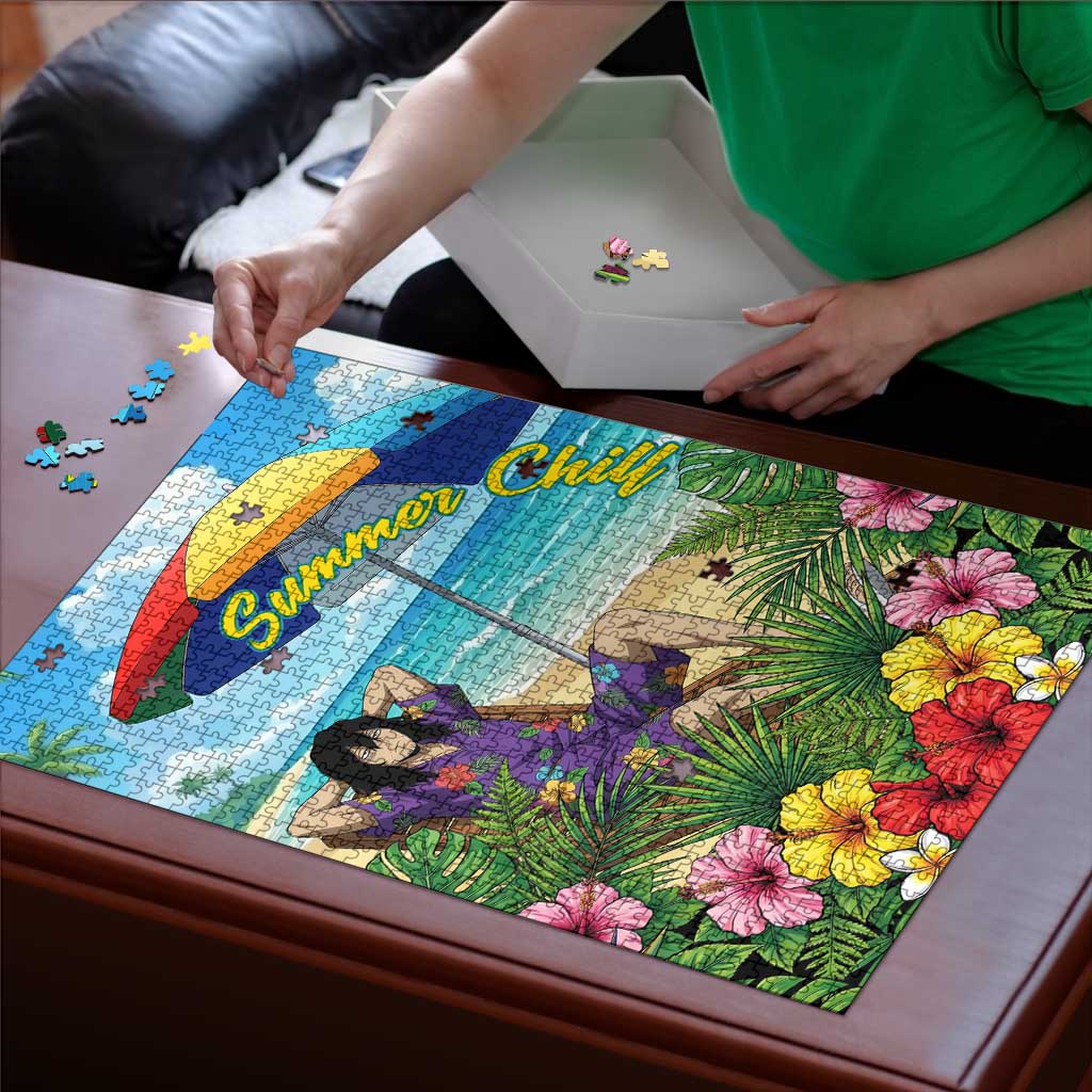 Shouta Aizawa Summer Chill Puzzle Tropical Anime Relaxation Vibes