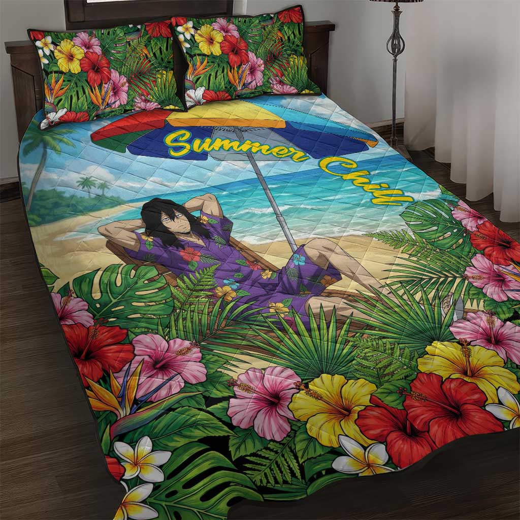 Shouta Aizawa Summer Chill Quilt Bed Set Tropical Anime Relaxation Vibes