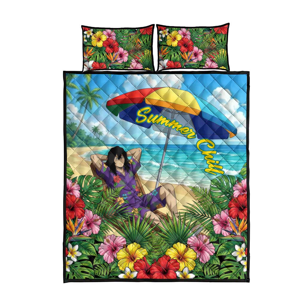Shouta Aizawa Summer Chill Quilt Bed Set Tropical Anime Relaxation Vibes