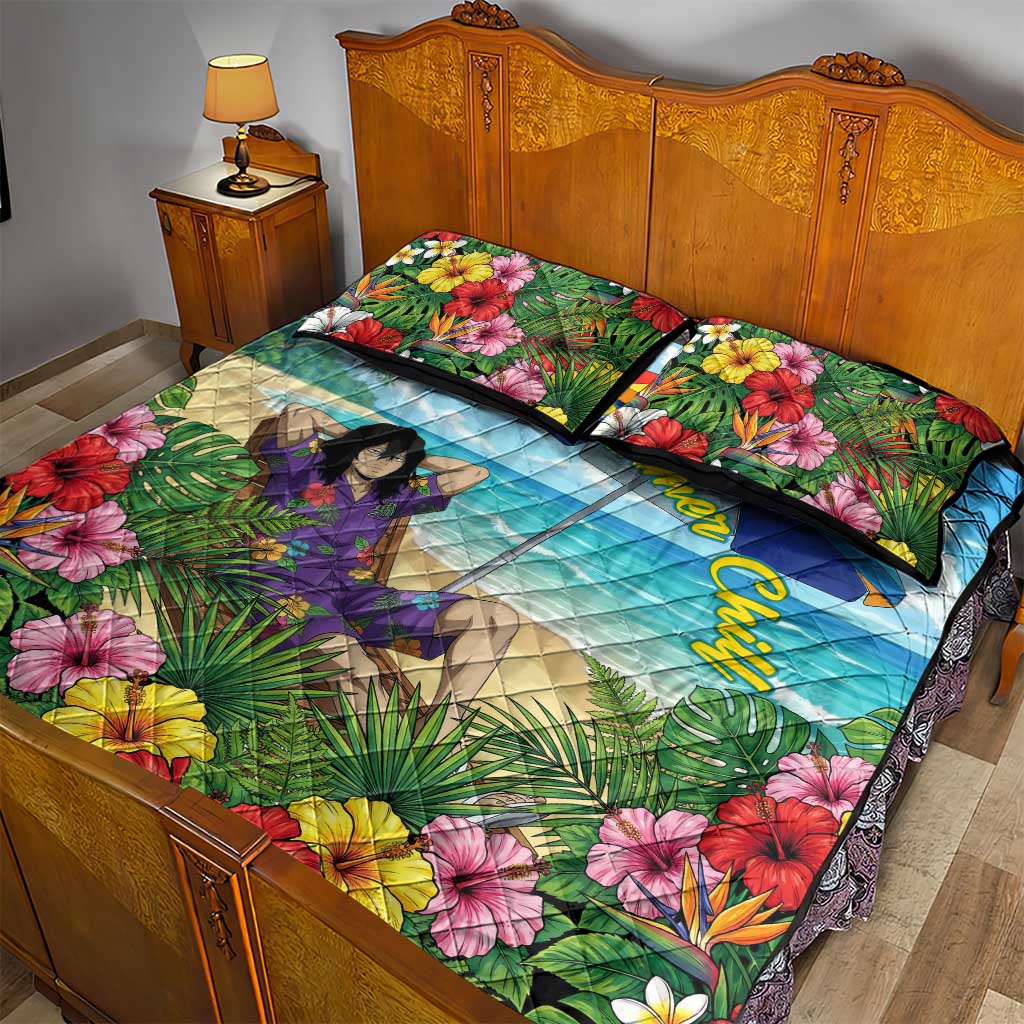 Shouta Aizawa Summer Chill Quilt Bed Set Tropical Anime Relaxation Vibes