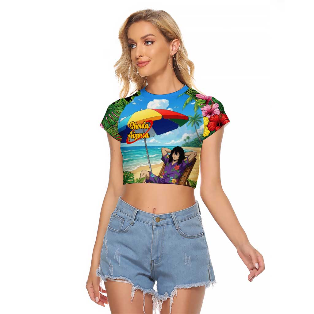 Shouta Aizawa Summer Chill Raglan Cropped T Shirt Tropical Anime Relaxation Vibes