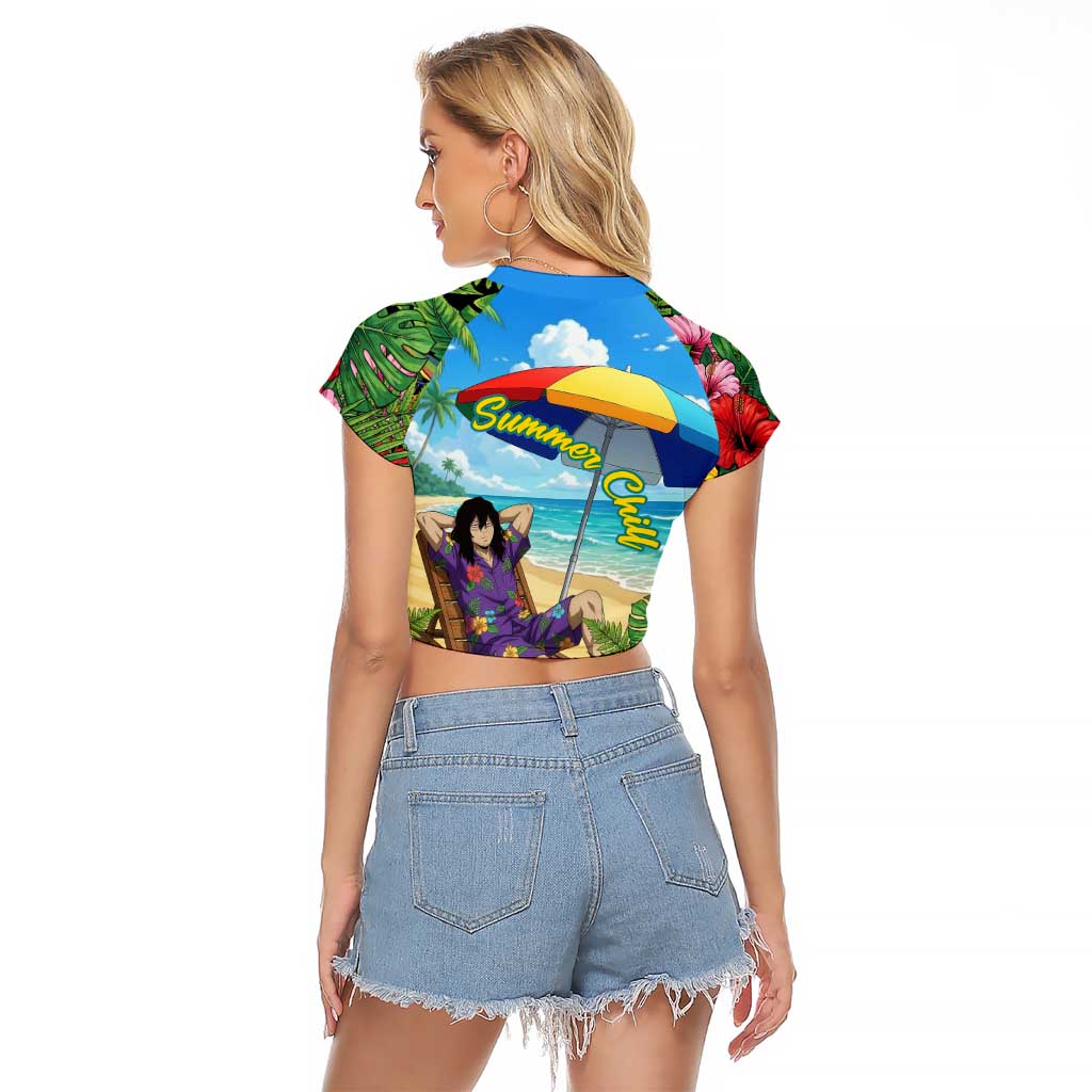 Shouta Aizawa Summer Chill Raglan Cropped T Shirt Tropical Anime Relaxation Vibes