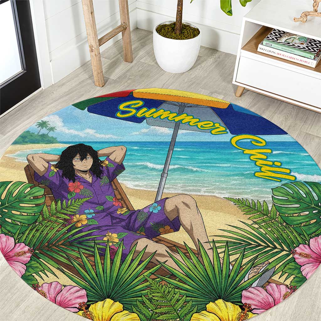 Shouta Aizawa Summer Chill Round Carpet Tropical Anime Relaxation Vibes
