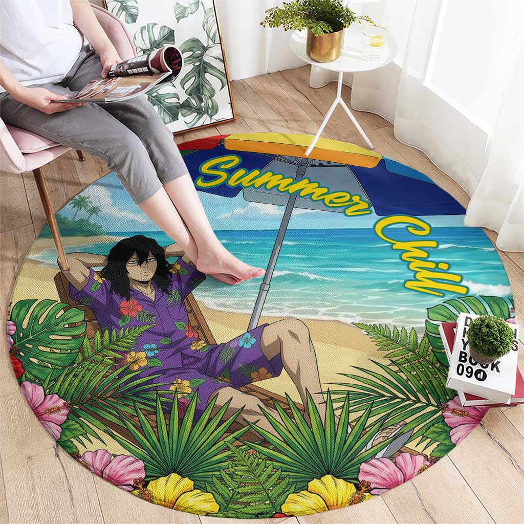 Shouta Aizawa Summer Chill Round Carpet Tropical Anime Relaxation Vibes