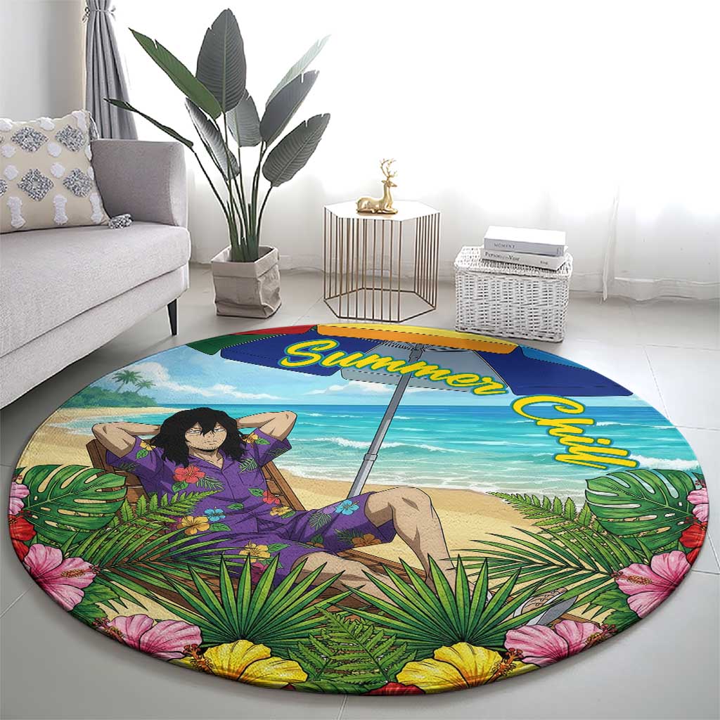 Shouta Aizawa Summer Chill Round Carpet Tropical Anime Relaxation Vibes