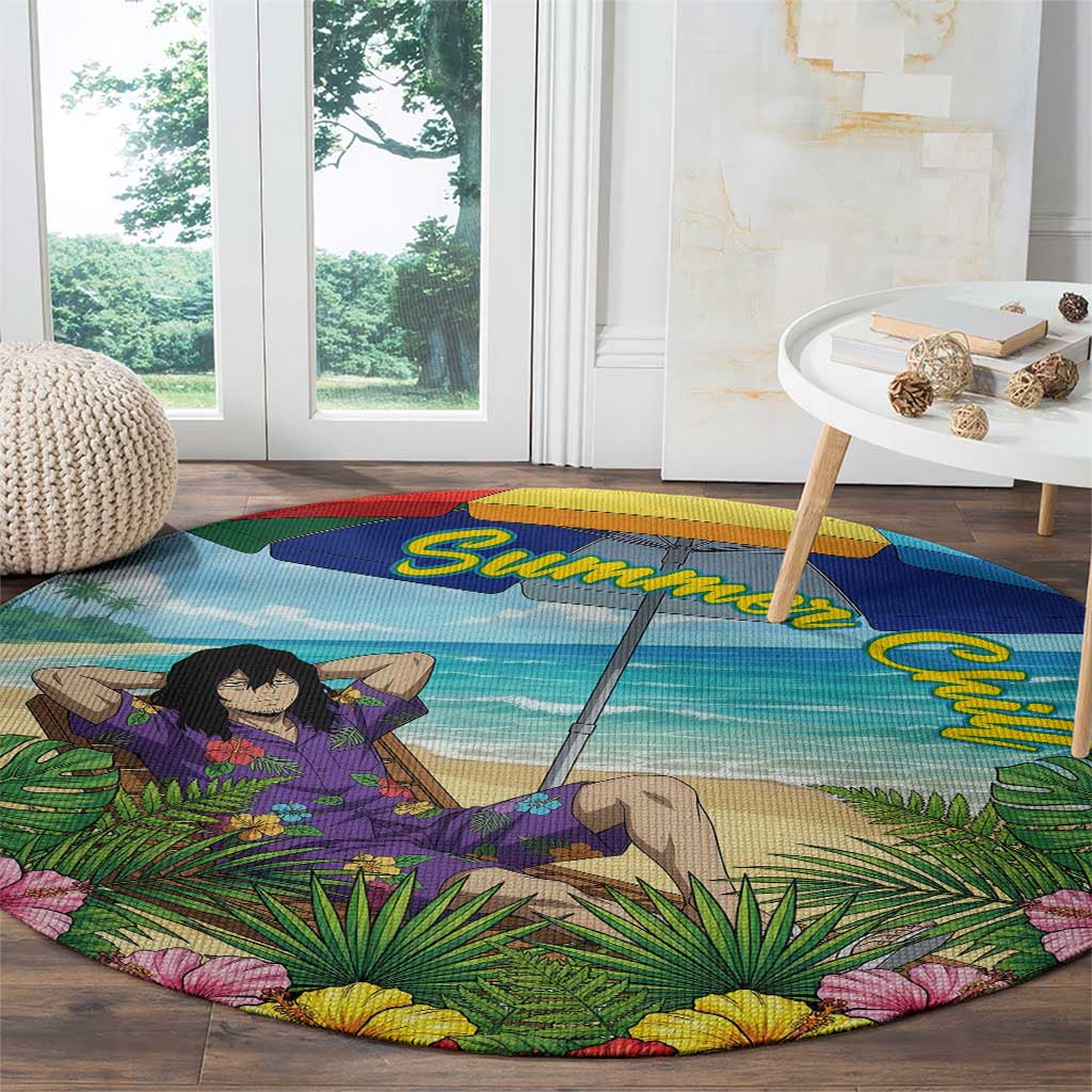 Shouta Aizawa Summer Chill Round Carpet Tropical Anime Relaxation Vibes