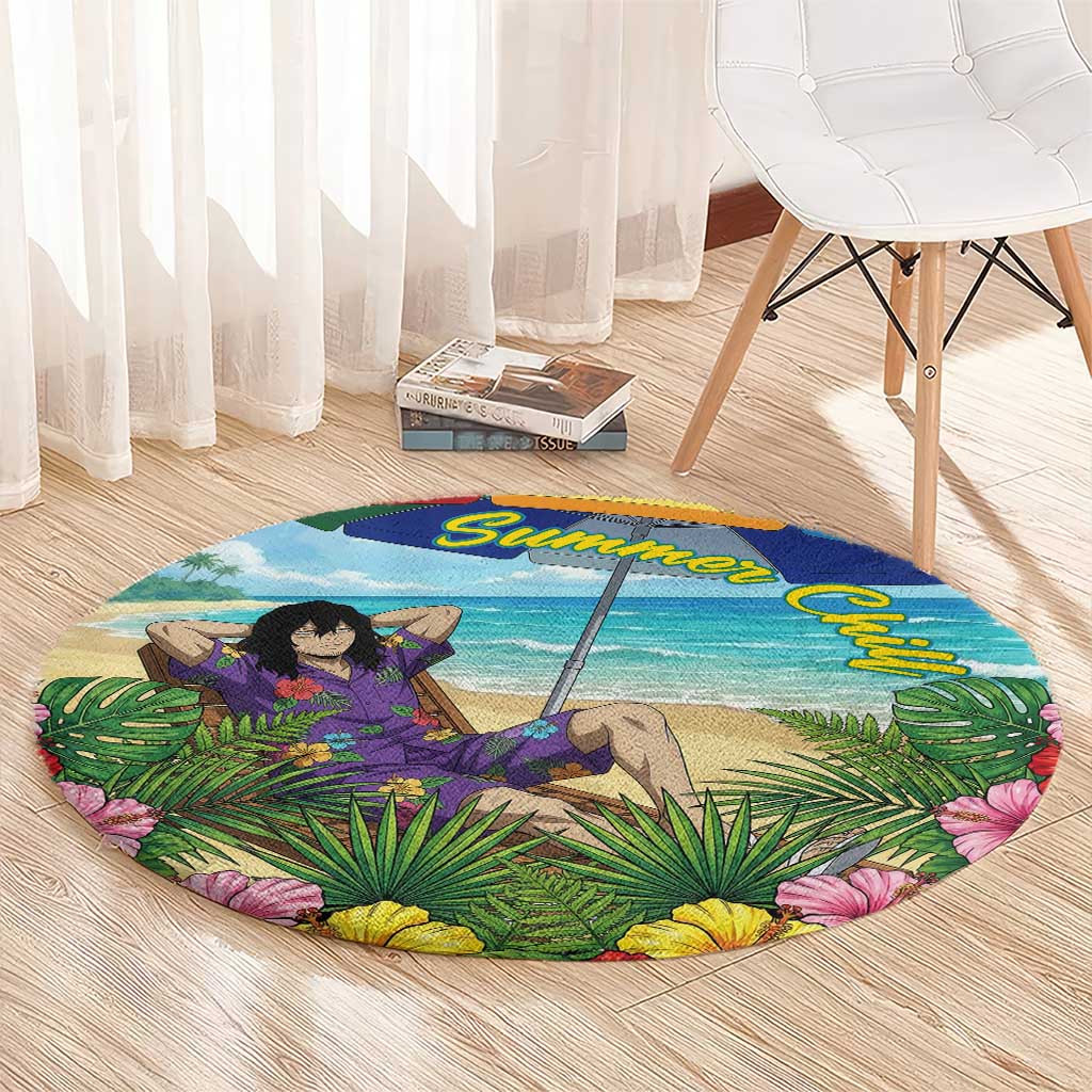 Shouta Aizawa Summer Chill Round Carpet Tropical Anime Relaxation Vibes