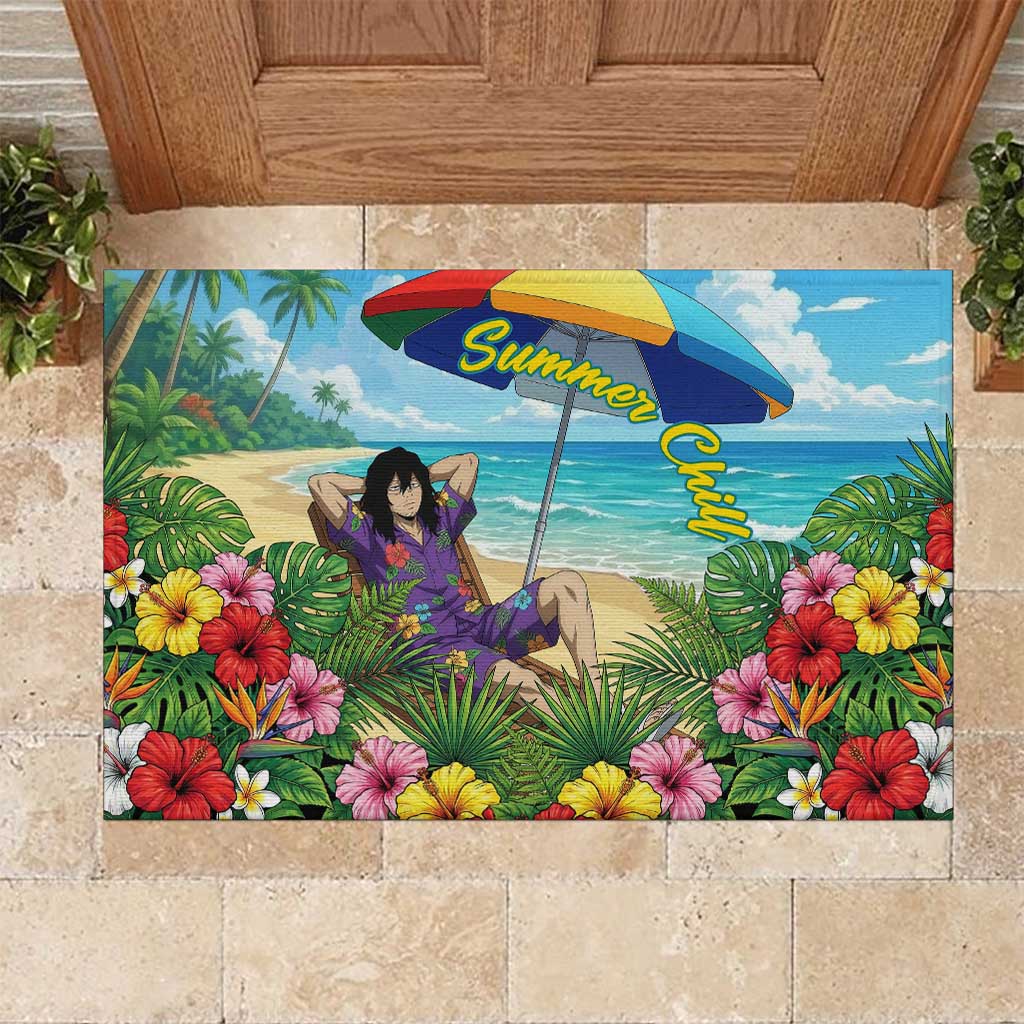 Shouta Aizawa Summer Chill Rubber Doormat Tropical Anime Relaxation Vibes
