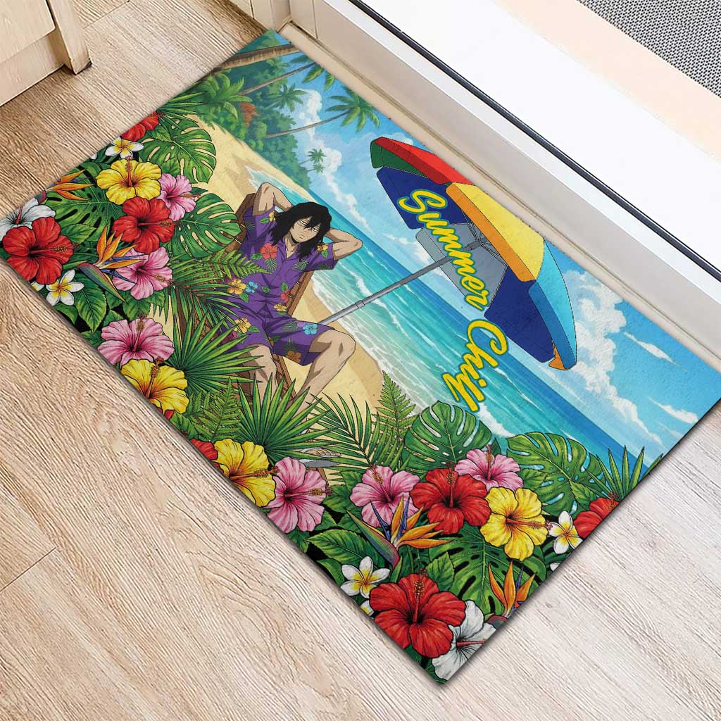 Shouta Aizawa Summer Chill Rubber Doormat Tropical Anime Relaxation Vibes