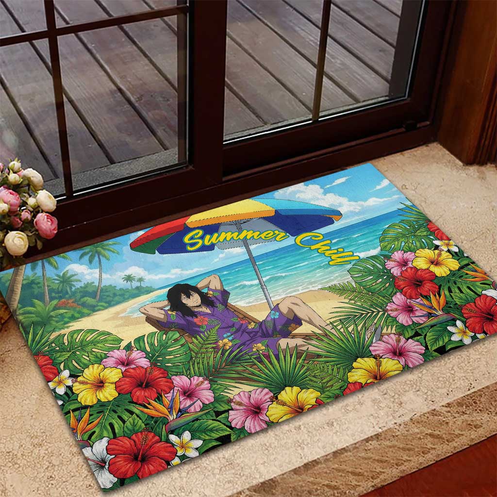 Shouta Aizawa Summer Chill Rubber Doormat Tropical Anime Relaxation Vibes