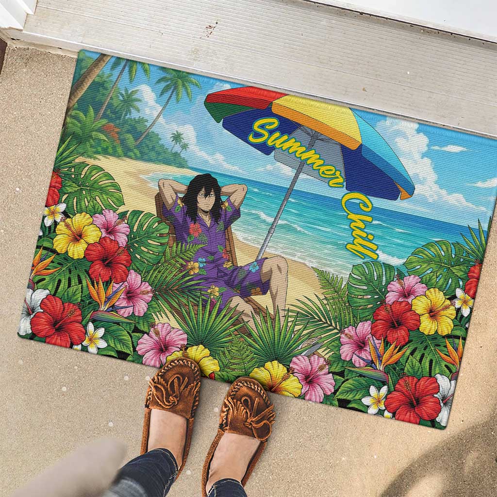 Shouta Aizawa Summer Chill Rubber Doormat Tropical Anime Relaxation Vibes