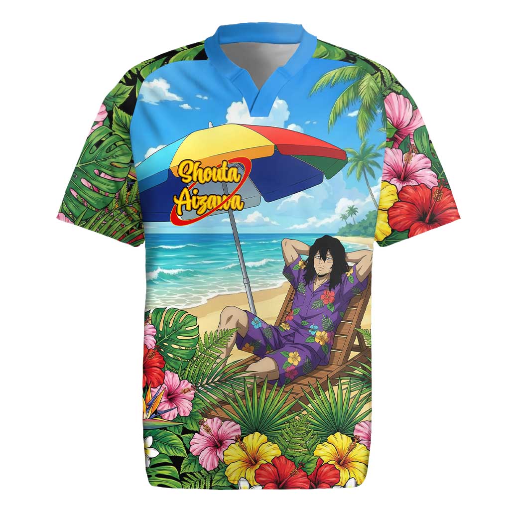 Shouta Aizawa Summer Chill Rugby Jersey Tropical Anime Relaxation Vibes