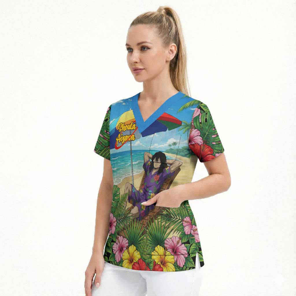 Shouta Aizawa Summer Chill Scrub Top Tropical Anime Relaxation Vibes