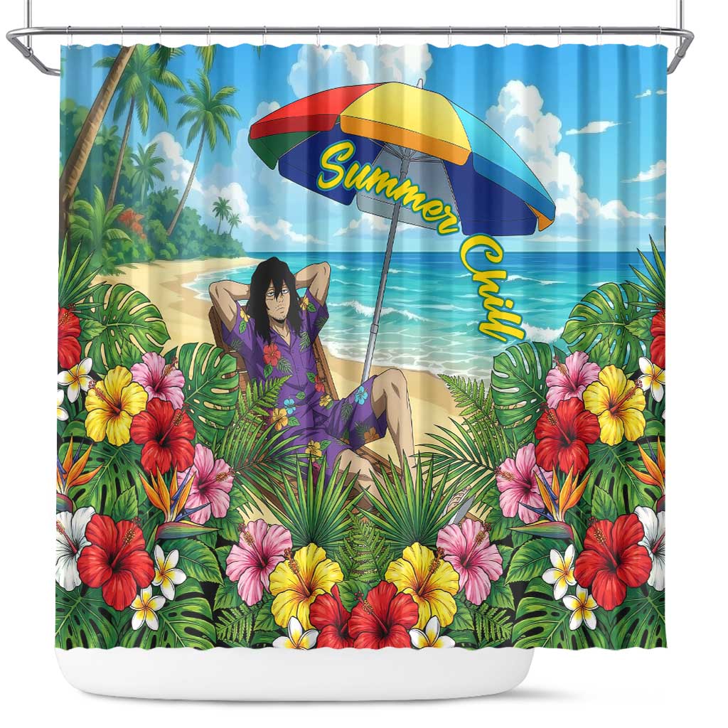 Shouta Aizawa Summer Chill Shower Curtain Tropical Anime Relaxation Vibes