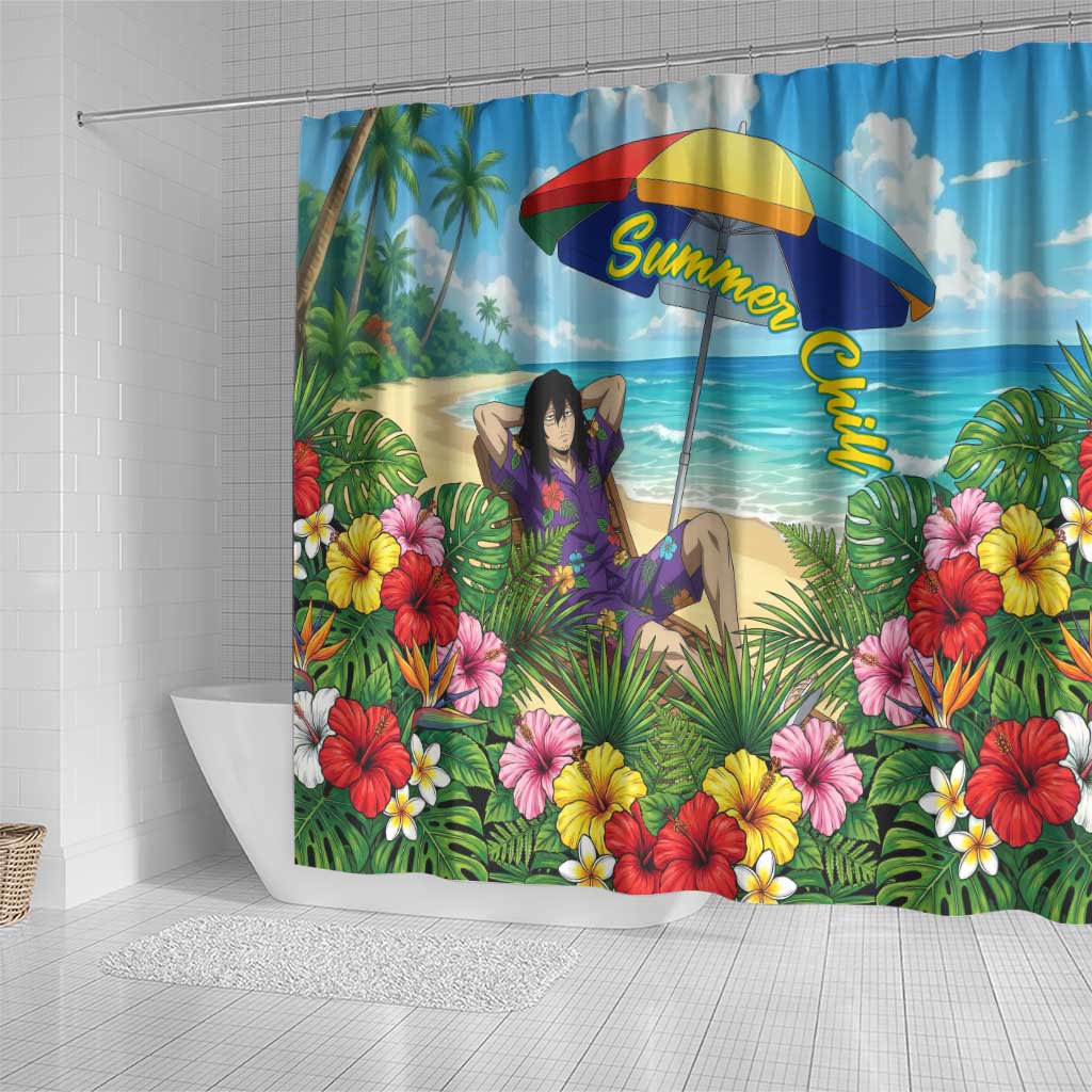 Shouta Aizawa Summer Chill Shower Curtain Tropical Anime Relaxation Vibes