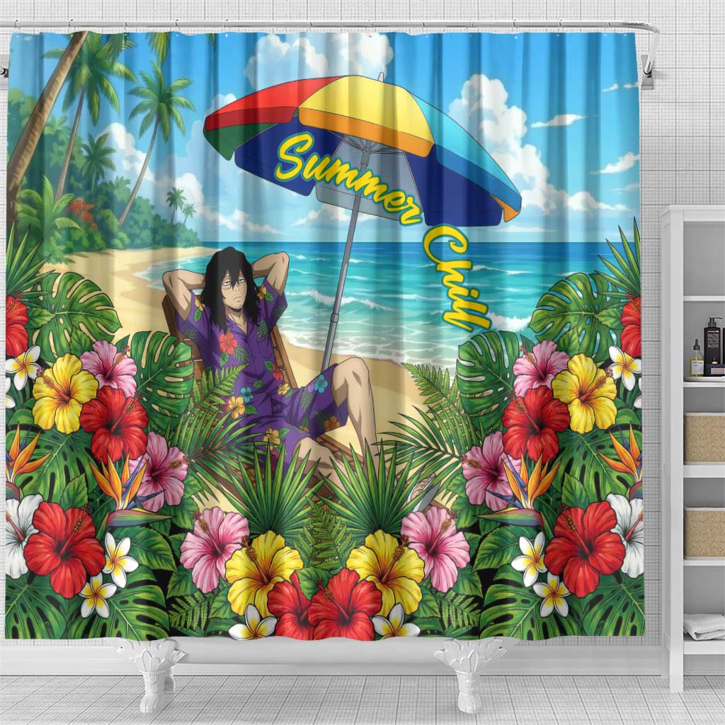 Shouta Aizawa Summer Chill Shower Curtain Tropical Anime Relaxation Vibes
