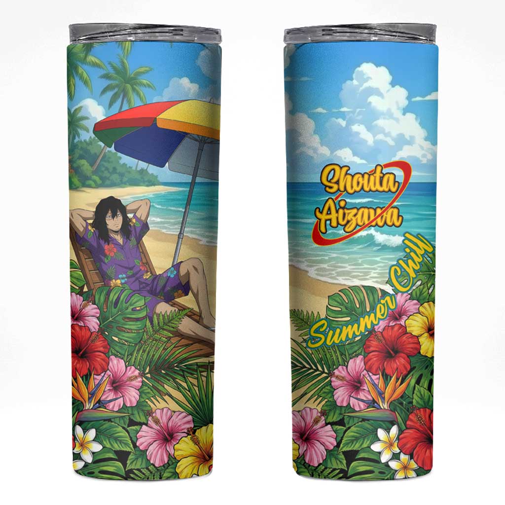 Shouta Aizawa Summer Chill Skinny Tumbler Tropical Anime Relaxation Vibes