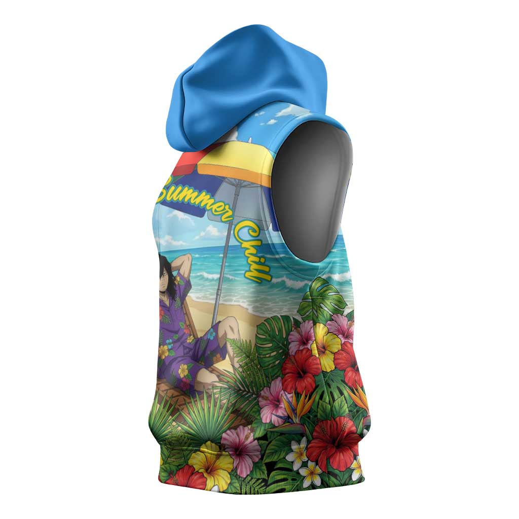 Shouta Aizawa Summer Chill Sleeveless Hoodie Tropical Anime Relaxation Vibes