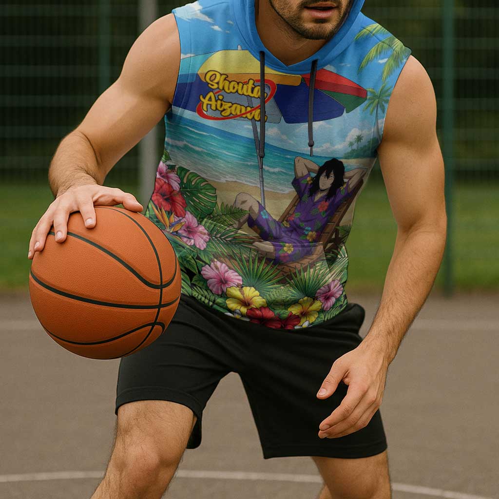 Shouta Aizawa Summer Chill Sleeveless Hoodie Tropical Anime Relaxation Vibes