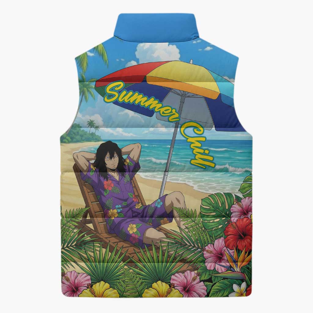 Shouta Aizawa Summer Chill Sleeveless Puffer Jacket Tropical Anime Relaxation Vibes