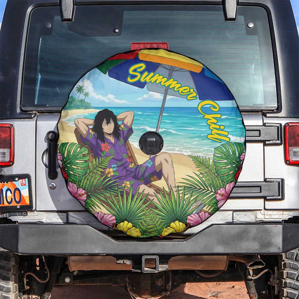 Shouta Aizawa Summer Chill Spare Tire Cover Tropical Anime Relaxation Vibes