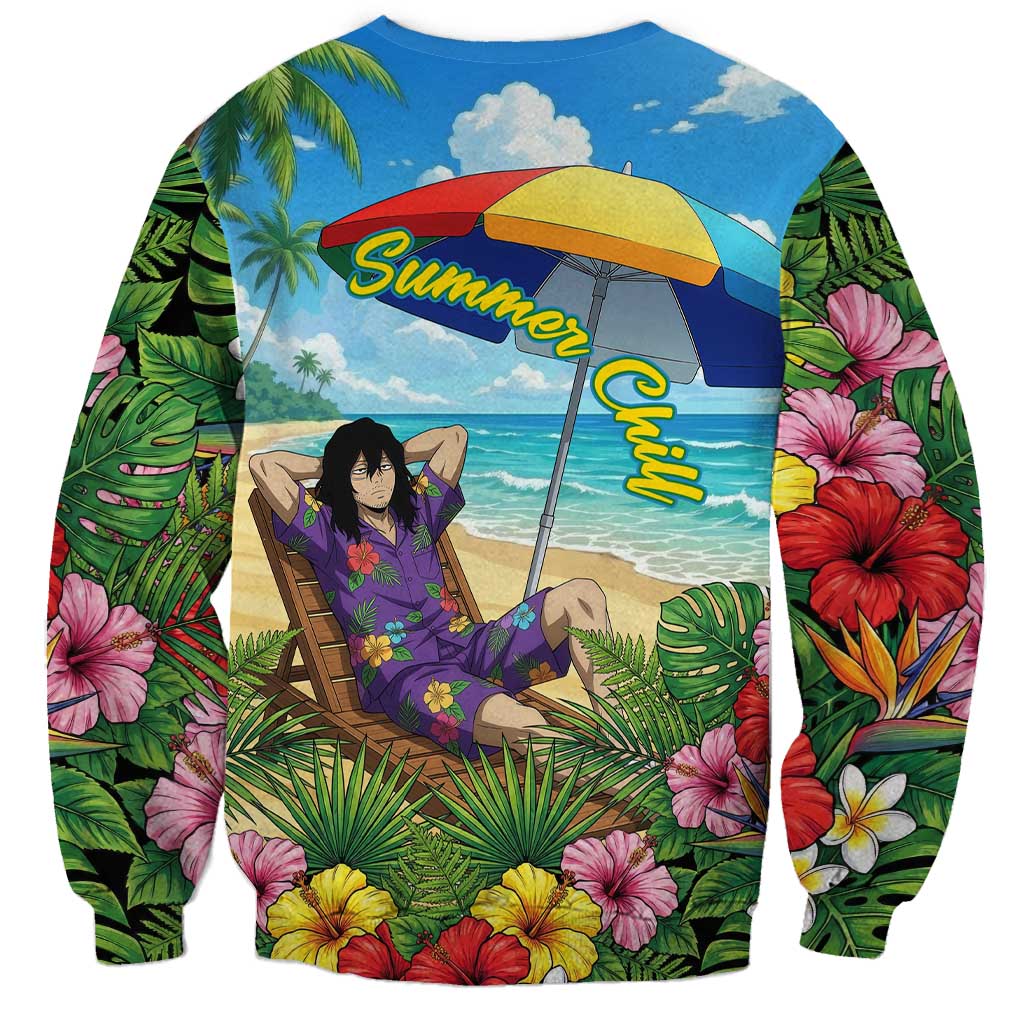 Shouta Aizawa Summer Chill Sweatshirt Tropical Anime Relaxation Vibes