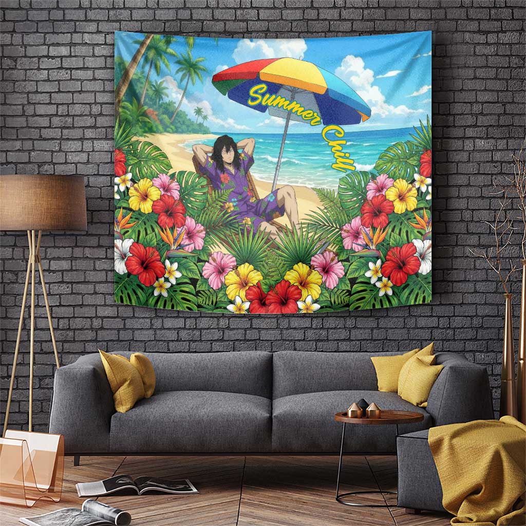 Shouta Aizawa Summer Chill Tapestry Tropical Anime Relaxation Vibes