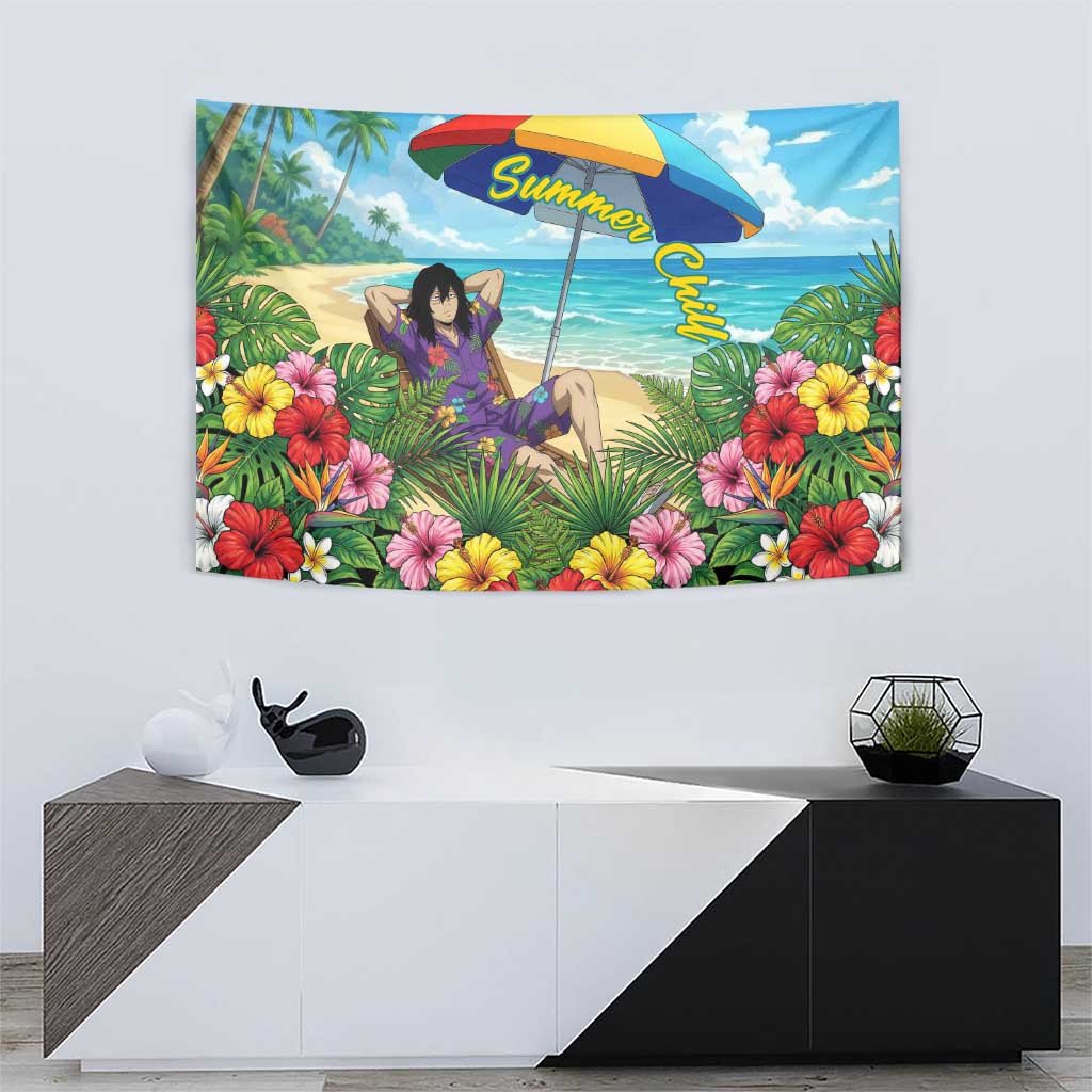 Shouta Aizawa Summer Chill Tapestry Tropical Anime Relaxation Vibes