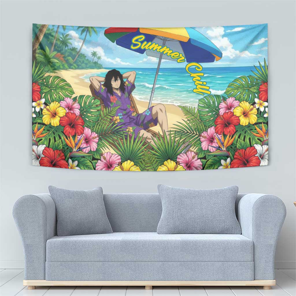 Shouta Aizawa Summer Chill Tapestry Tropical Anime Relaxation Vibes