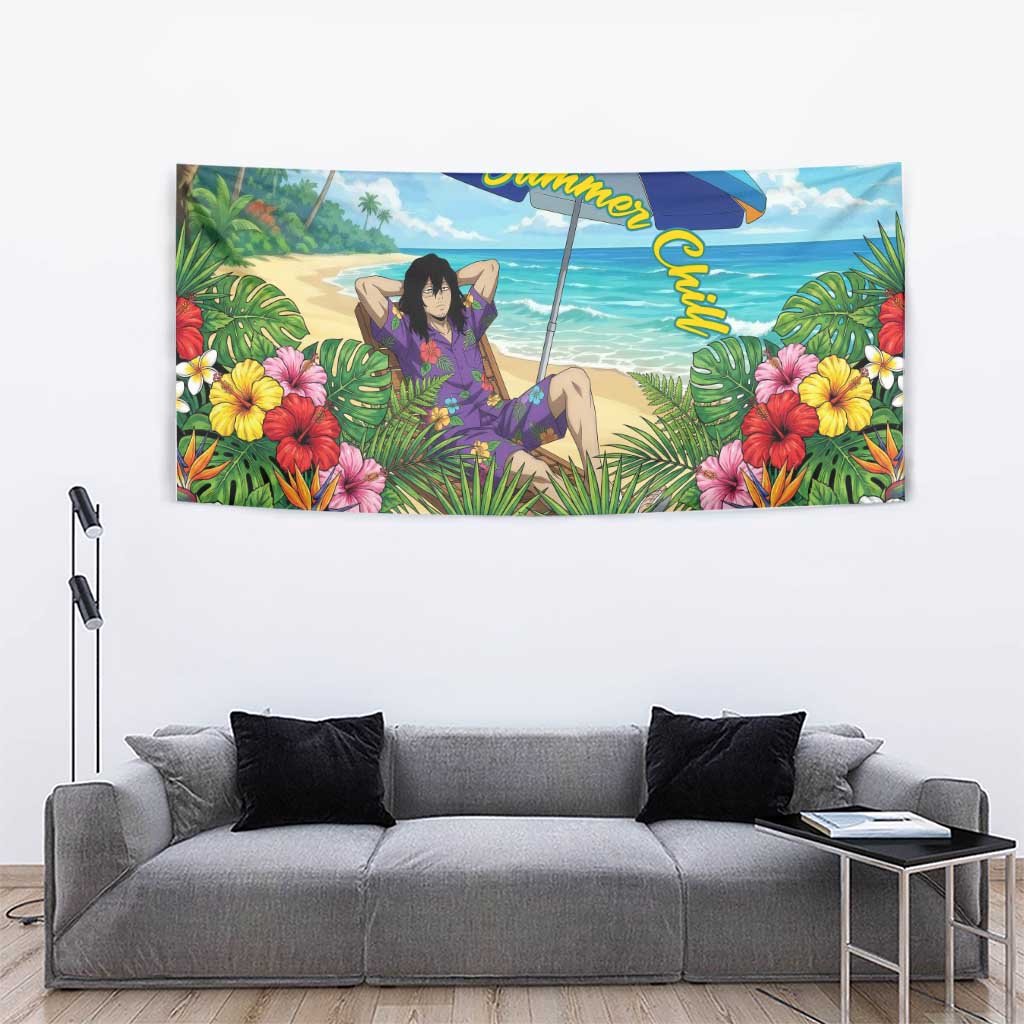 Shouta Aizawa Summer Chill Tapestry Tropical Anime Relaxation Vibes