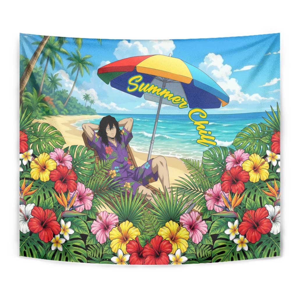 Shouta Aizawa Summer Chill Tapestry Tropical Anime Relaxation Vibes