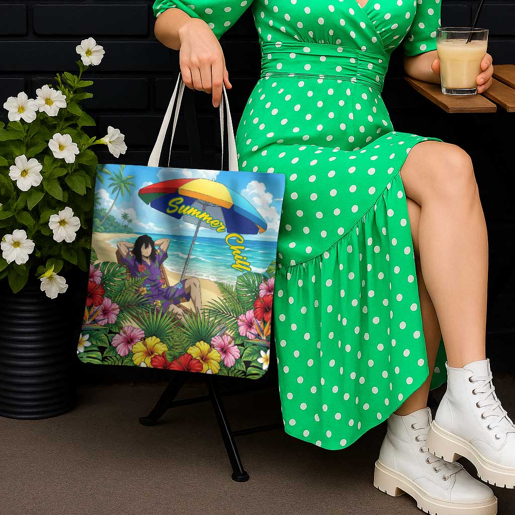 Shouta Aizawa Summer Chill Tote Bag Tropical Anime Relaxation Vibes