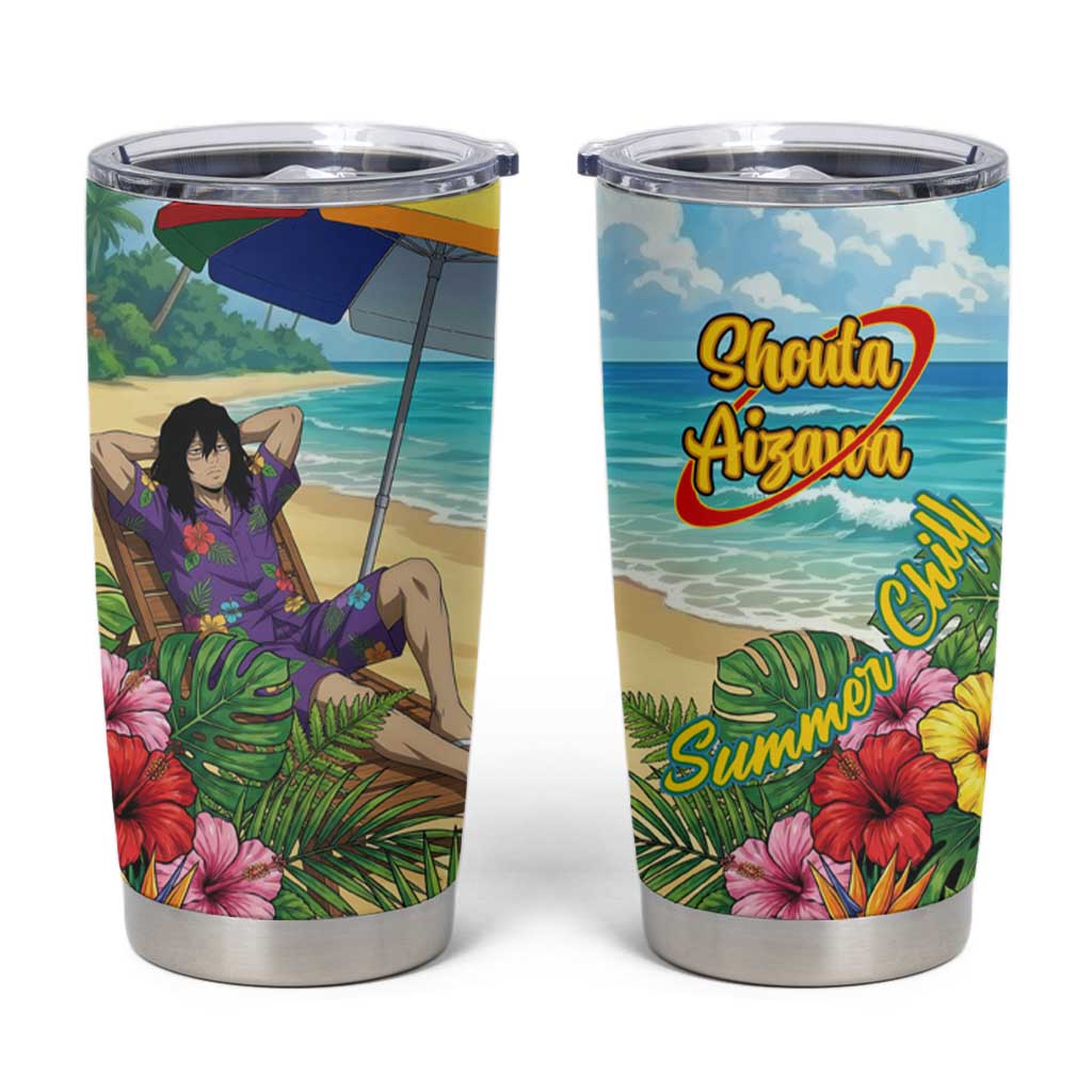 Shouta Aizawa Summer Chill Tumbler Cup Tropical Anime Relaxation Vibes