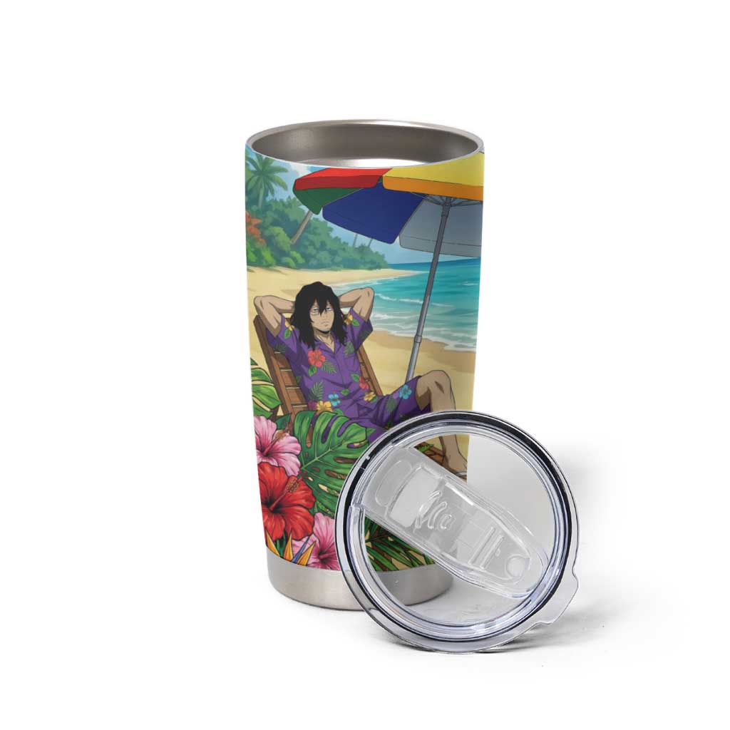 Shouta Aizawa Summer Chill Tumbler Cup Tropical Anime Relaxation Vibes