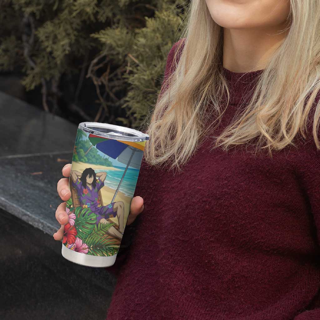 Shouta Aizawa Summer Chill Tumbler Cup Tropical Anime Relaxation Vibes