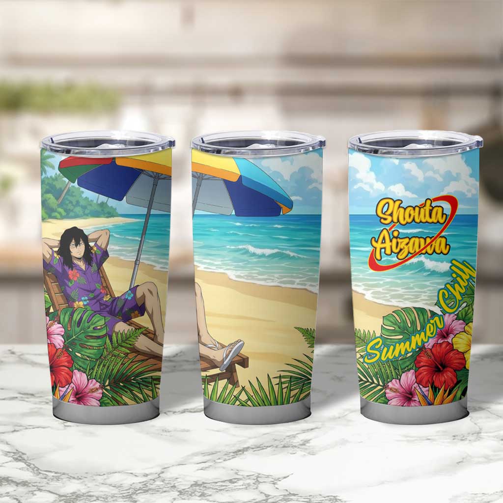 Shouta Aizawa Summer Chill Tumbler Cup Tropical Anime Relaxation Vibes