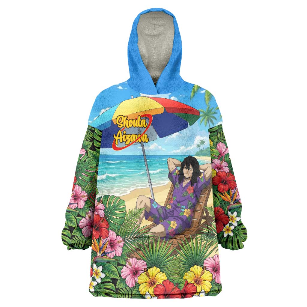 Shouta Aizawa Summer Chill Wearable Blanket Hoodie Tropical Anime Relaxation Vibes